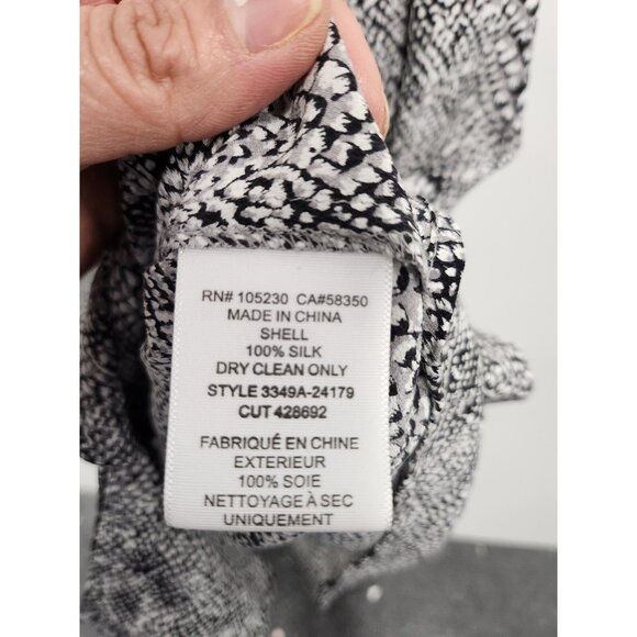 Joie Womens Silk Blouse Top Medium Gray Snakeskin Print Long Sleeve V-Neck - Picture 5 of 7